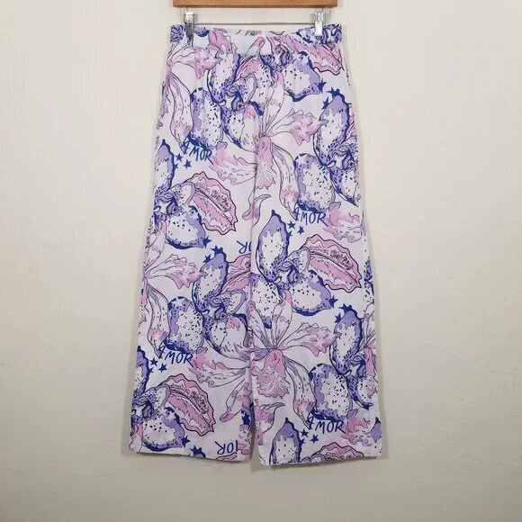 LAS SUREÑAS Amor Linen Blend Pull-On Purple Pants Size XL - Picture 1 of 7